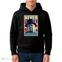 Winston Churchill Never Surrender British Flag Propaganda Kids Hoodie thumb 4