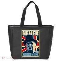 Winston Churchill Never Surrender British Flag Propaganda Tote Bag thumb 0