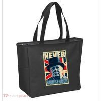 Winston Churchill Never Surrender British Flag Propaganda Tote Bag thumb 2