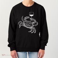 Wine Crab Ocean Lovers Shirts Funny Drinking Vacation Women's Sweatshirt thumb 0