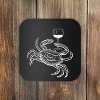 Wine Crab Ocean Lovers Shirts Funny Drinking Vacation Coaster thumb 0