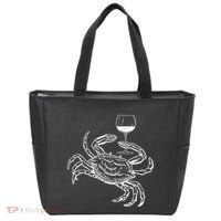 Wine Crab Ocean Lovers Shirts Funny Drinking Vacation Tote Bag thumb 0