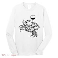 Wine Crab Ocean Lovers Shirts Funny Drinking Vacation Long Sleeve Shirt thumb 0