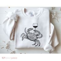 Wine Crab Ocean Lovers Shirts Funny Drinking Vacation Sweatshirt thumb 2