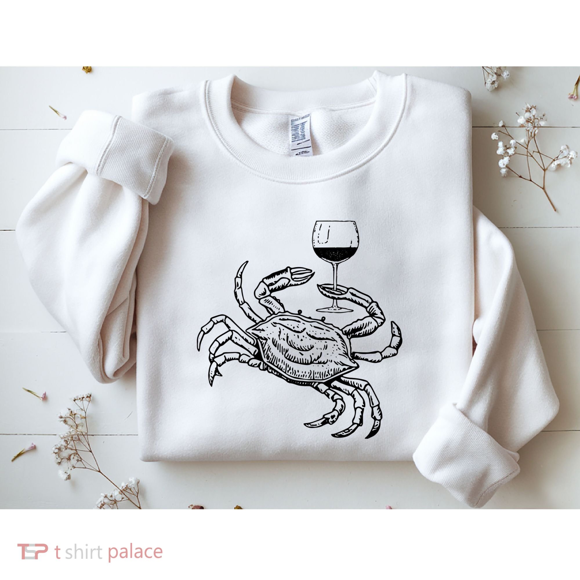 Wine Crab Ocean Lovers Shirts Funny Drinking Vacation Sweatshirt