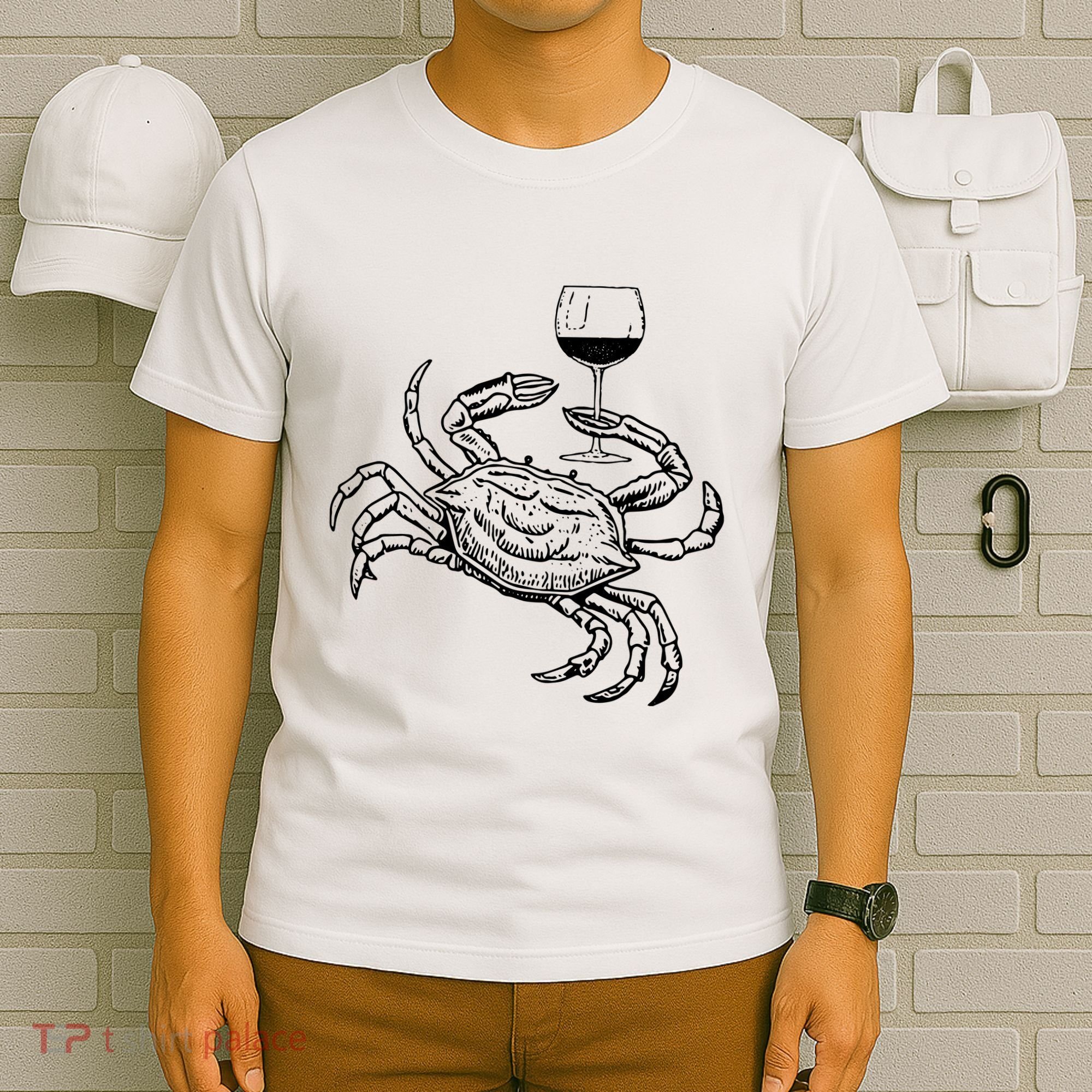 Wine Crab Ocean Lovers Shirts Funny Drinking Vacation T-Shirt