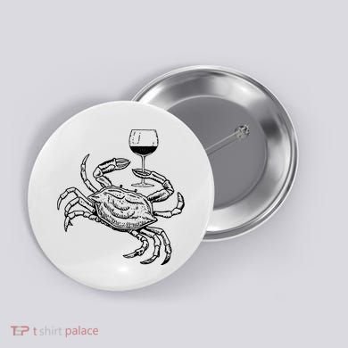 Wine Crab Ocean Lovers Shirts Funny Drinking Vacation Button