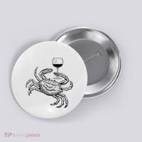 Wine Crab Ocean Lovers Shirts Funny Drinking Vacation Button thumb 0