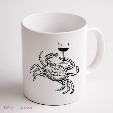 Wine Crab Ocean Lovers Shirts Funny Drinking Vacation Coffee Mug back