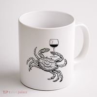 Wine Crab Ocean Lovers Shirts Funny Drinking Vacation Coffee Mug thumb 1