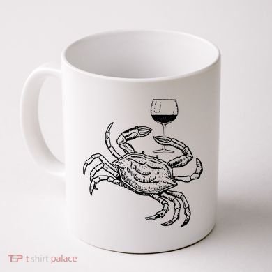 Wine Crab Ocean Lovers Shirts Funny Drinking Vacation Coffee Mug
