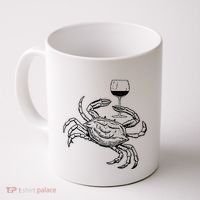 Wine Crab Ocean Lovers Shirts Funny Drinking Vacation Coffee Mug thumb 0