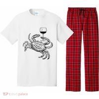 Wine Crab Ocean Lovers Shirts Funny Drinking Vacation Pajama Set thumb 0