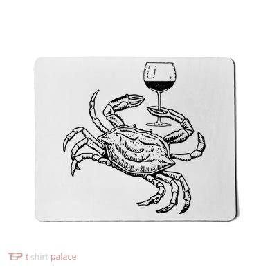 Wine Crab Ocean Lovers Shirts Funny Drinking Vacation Mousepad