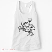 Wine Crab Ocean Lovers Shirts Funny Drinking Vacation Women's Tank Top thumb 0
