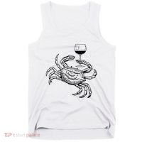 Wine Crab Ocean Lovers Shirts Funny Drinking Vacation Tank Top thumb 0