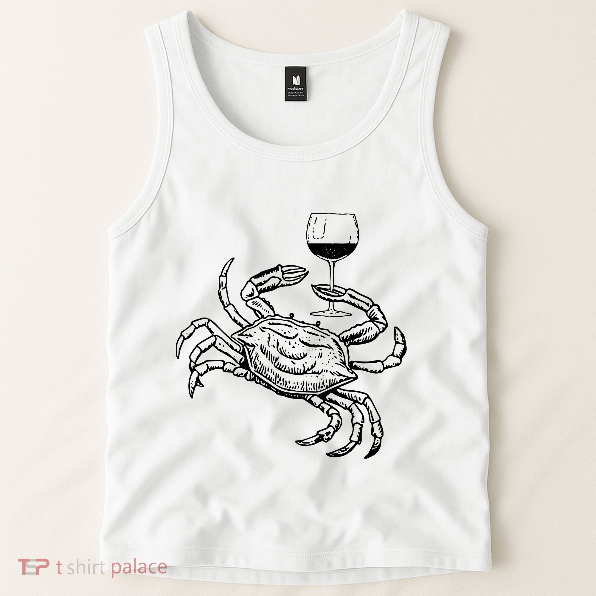Wine Crab Ocean Lovers Shirts Funny Drinking Vacation Tank Top