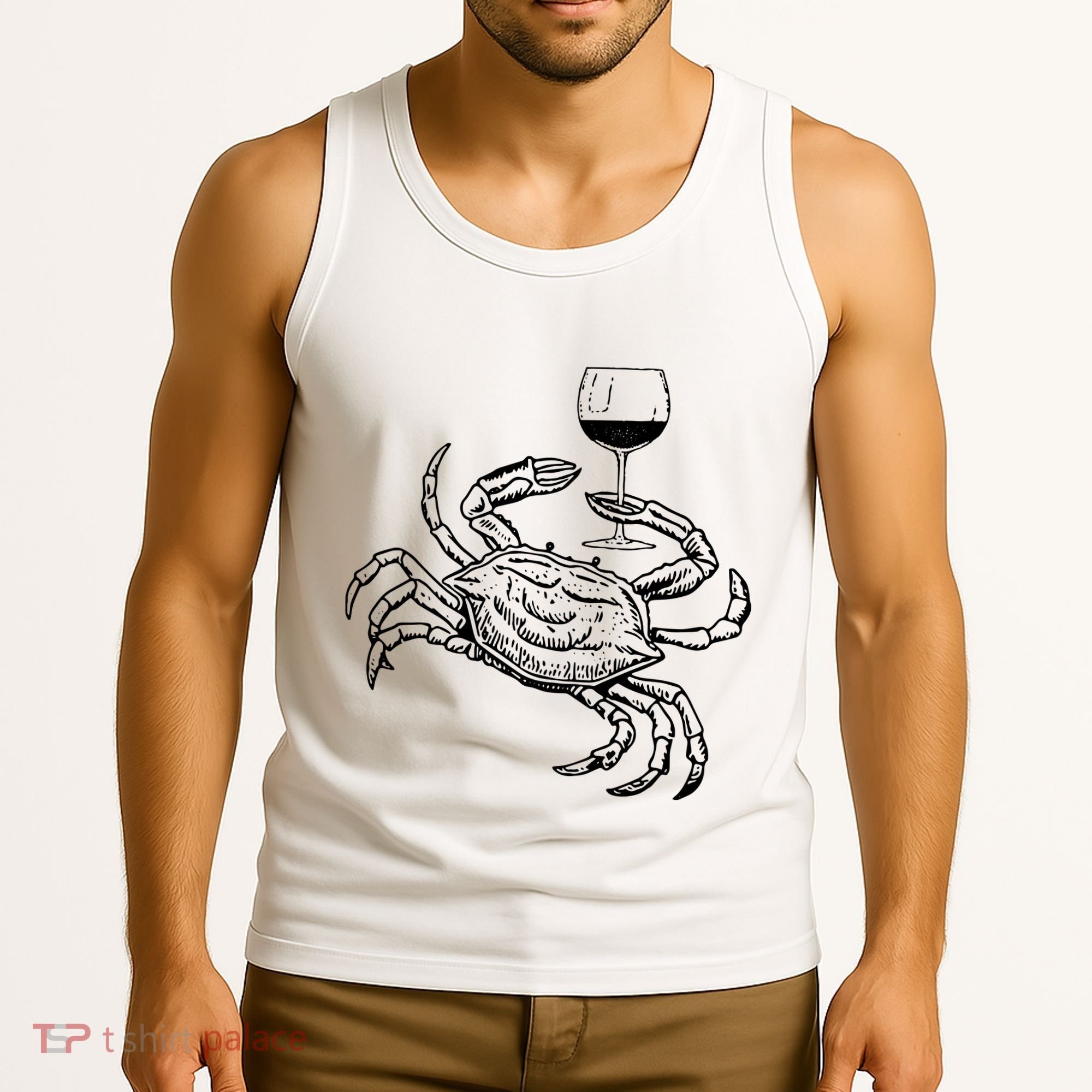Wine Crab Ocean Lovers Shirts Funny Drinking Vacation Tank Top