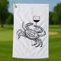 Wine Crab Ocean Lovers Shirts Funny Drinking Vacation Golf Towel thumb 1