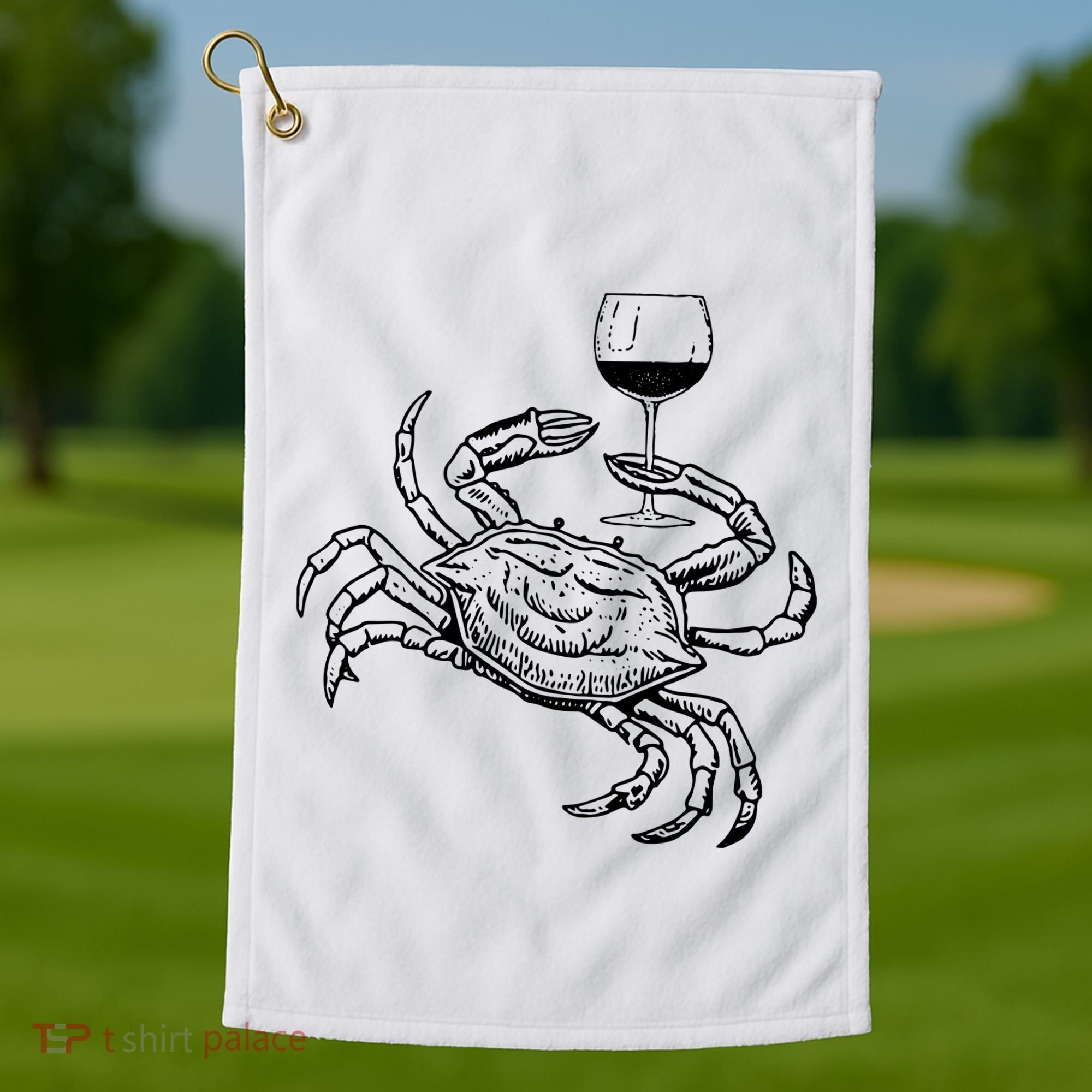Wine Crab Ocean Lovers Shirts Funny Drinking Vacation Golf Towel