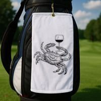 Wine Crab Ocean Lovers Shirts Funny Drinking Vacation Golf Towel thumb 2