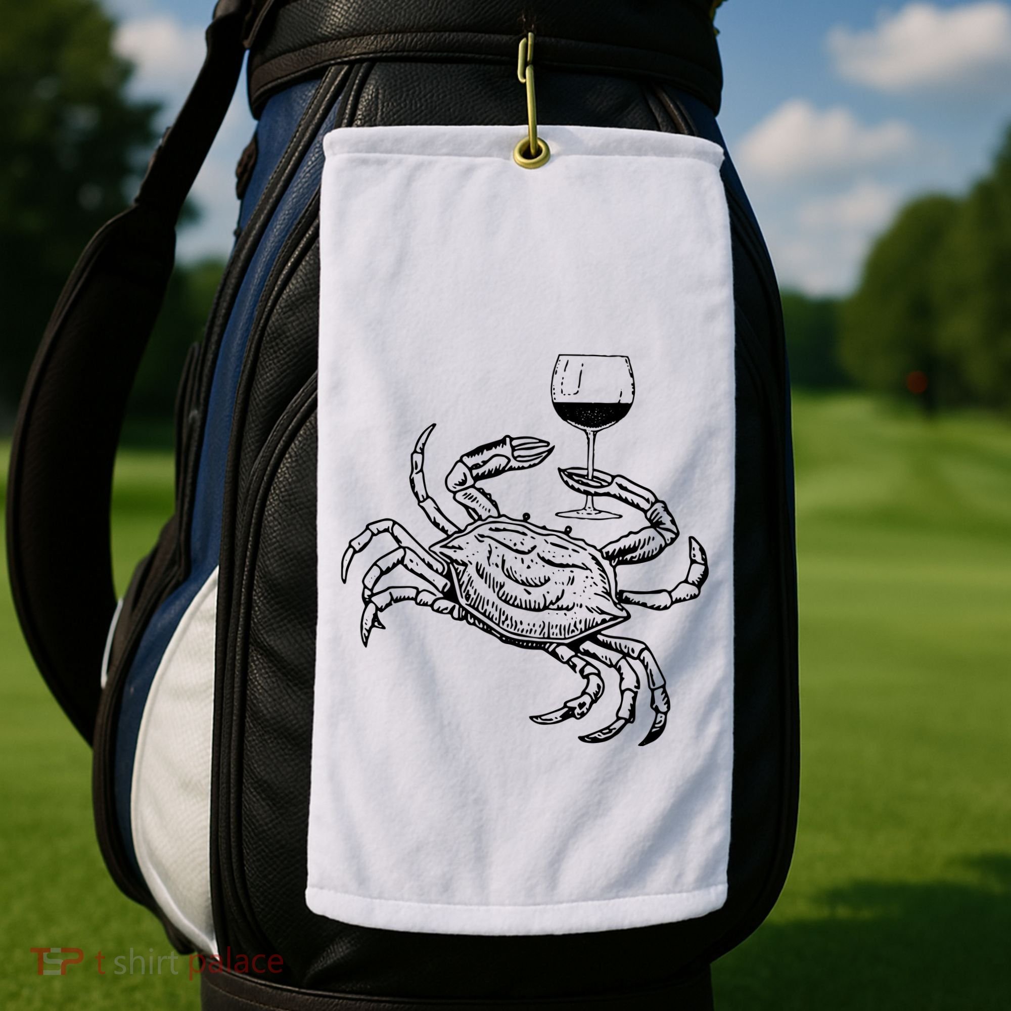 Wine Crab Ocean Lovers Shirts Funny Drinking Vacation Golf Towel