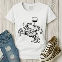 Wine Crab Ocean Lovers Shirts Funny Drinking Vacation Women's T-Shirt thumb 3