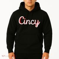 Womens Cincinnati Ohio Classic Red Script Cincy City Vacation Gift Hoodie thumb 2