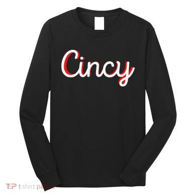 Womens Cincinnati Ohio Classic Red Script Cincy City Vacation Gift Long Sleeve Shirt