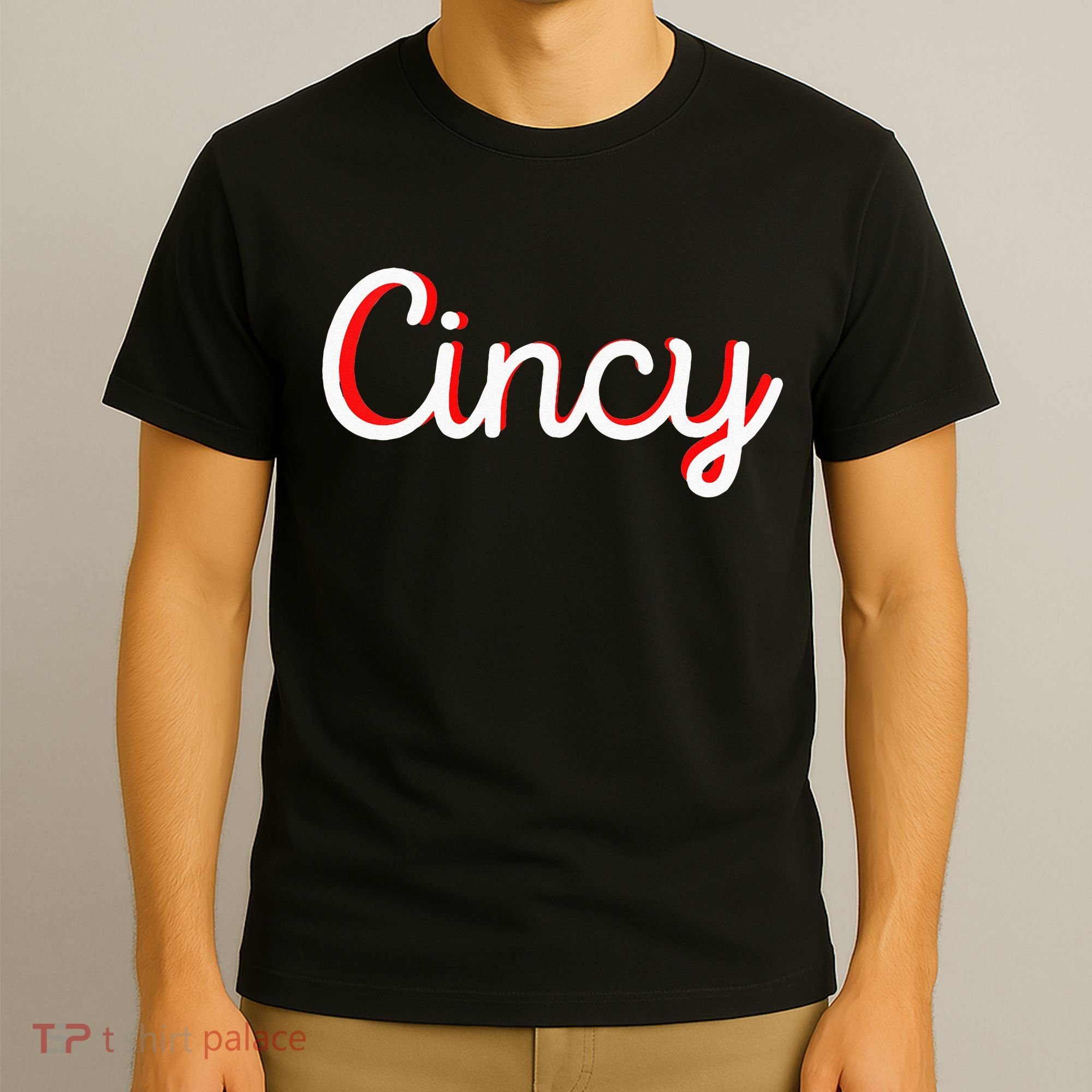 Womens Cincinnati Ohio Classic Red Script Cincy City Vacation Gift T-Shirt