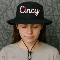 Womens Cincinnati Ohio Classic Red Script Cincy City Vacation Gift Bucket Hat thumb 3