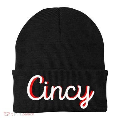 Womens Cincinnati Ohio Classic Red Script Cincy City Vacation Gift Beanie