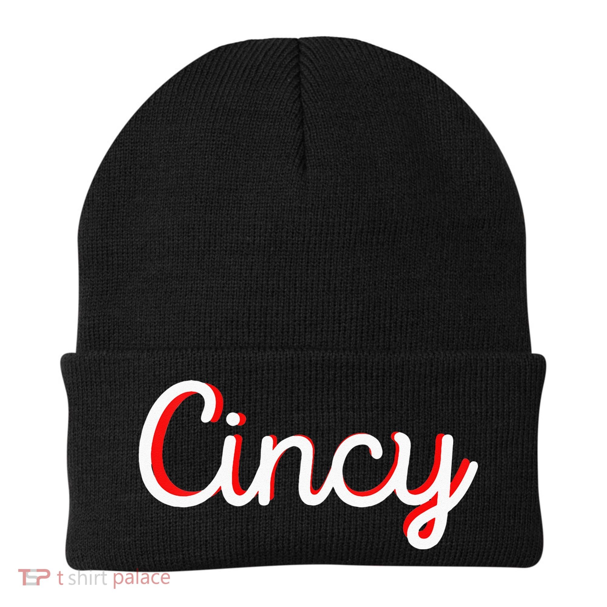 Womens Cincinnati Ohio Classic Red Script Cincy City Vacation Gift Beanie