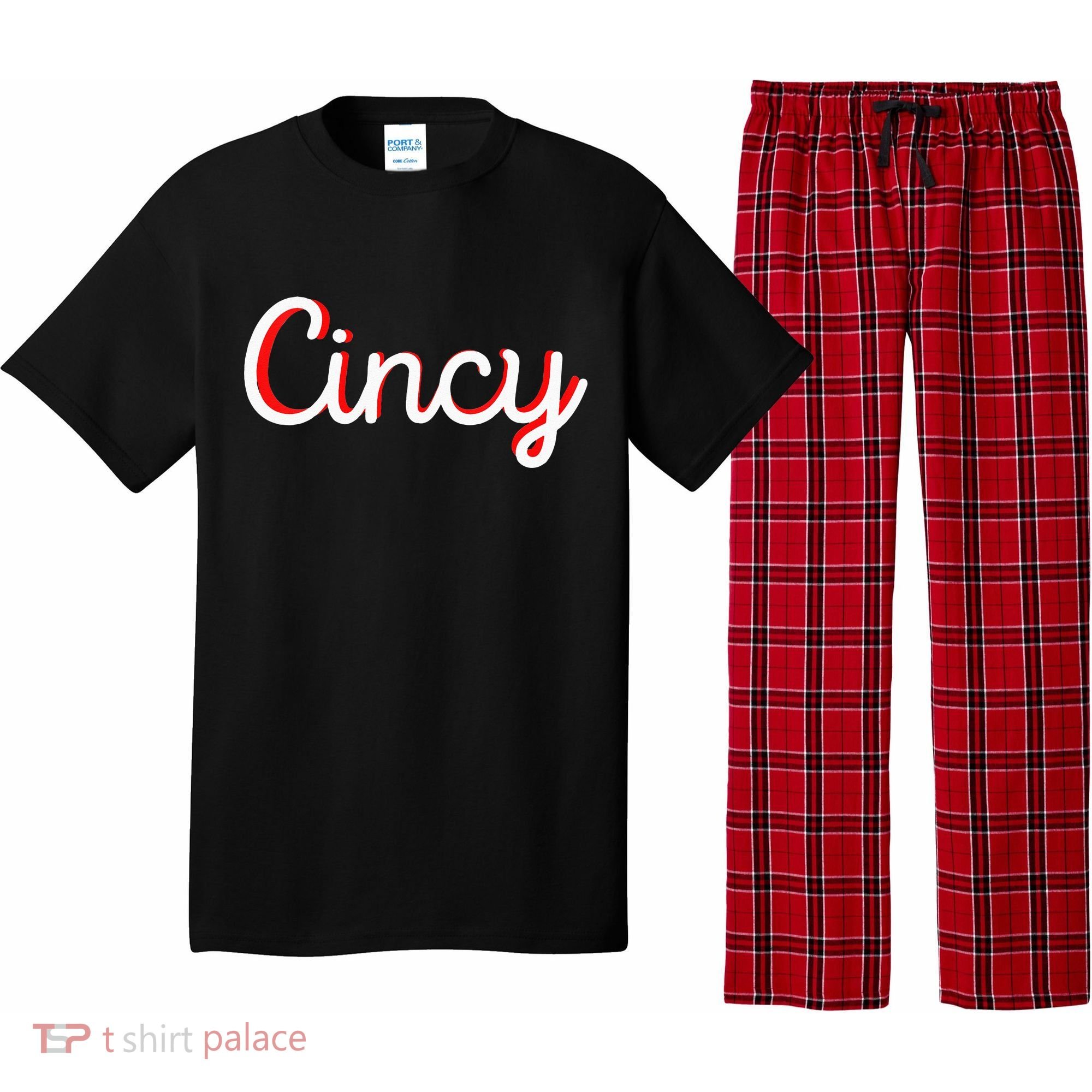 Womens Cincinnati Ohio Classic Red Script Cincy City Vacation Gift Pajama Set