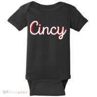 Womens Cincinnati Ohio Classic Red Script Cincy City Vacation Gift Baby Bodysuit thumb 0
