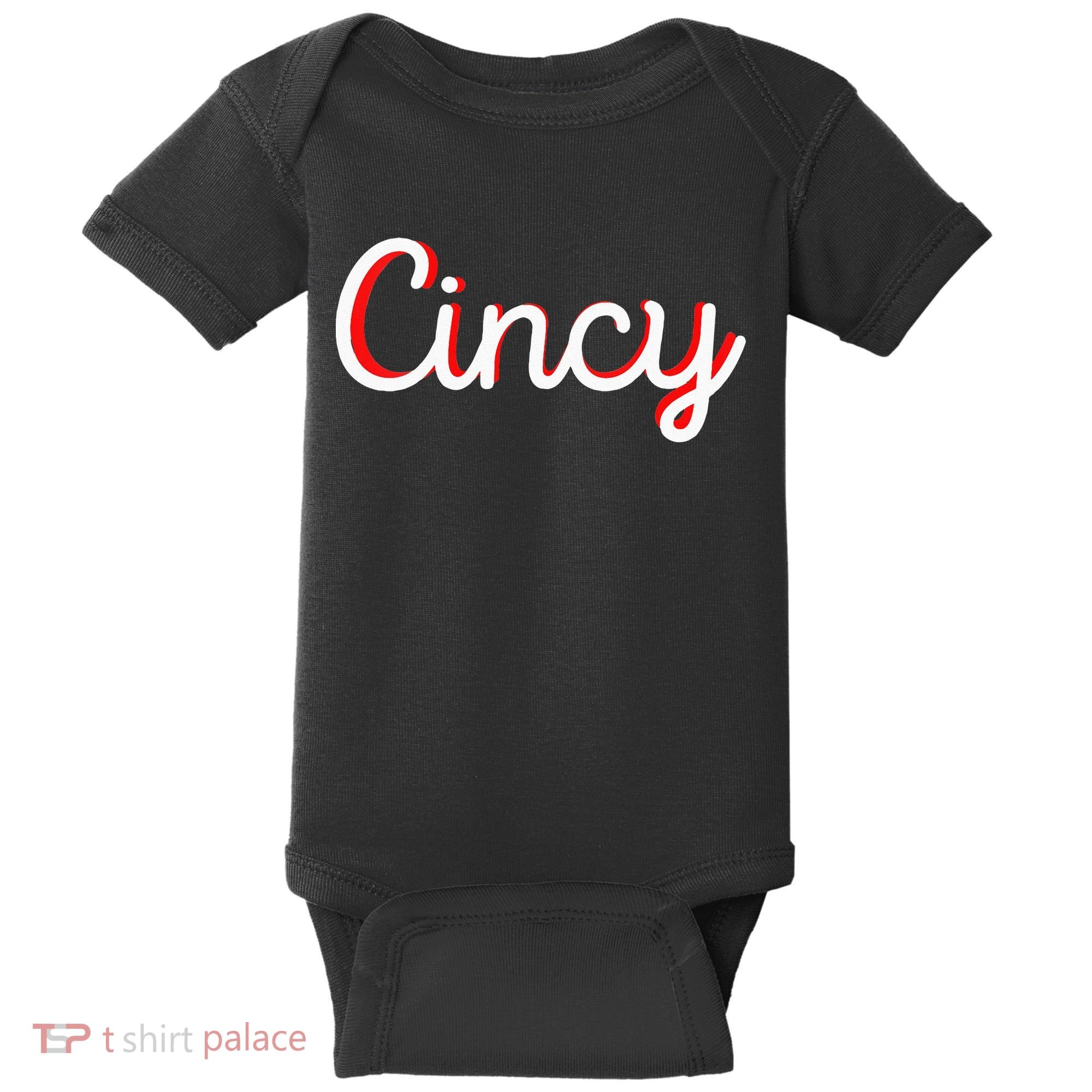 Womens Cincinnati Ohio Classic Red Script Cincy City Vacation Gift Baby Bodysuit
