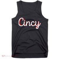 Womens Cincinnati Ohio Classic Red Script Cincy City Vacation Gift Tank Top thumb 0