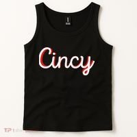 Womens Cincinnati Ohio Classic Red Script Cincy City Vacation Gift Tank Top thumb 2