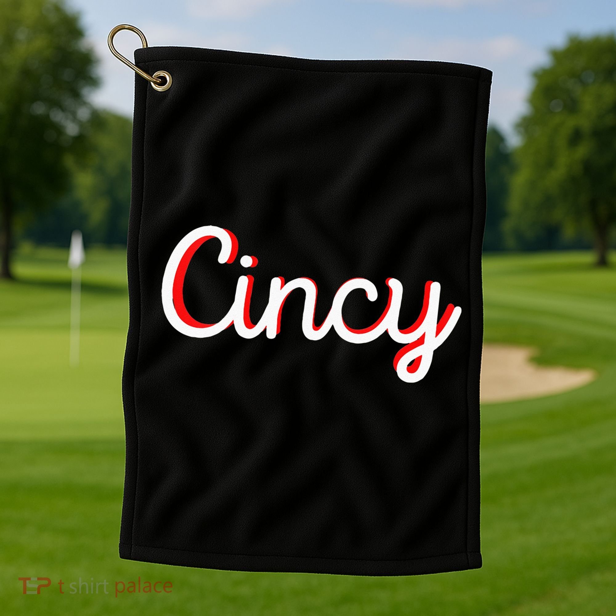 Womens Cincinnati Ohio Classic Red Script Cincy City Vacation Gift Golf Towel