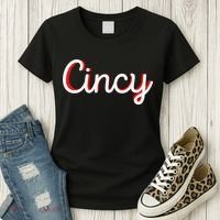 Womens Cincinnati Ohio Classic Red Script Cincy City Vacation Gift Women's T-Shirt thumb 3