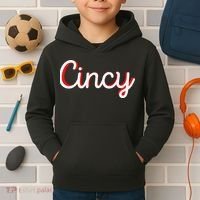 Womens Cincinnati Ohio Classic Red Script Cincy City Vacation Gift Kids Hoodie thumb 2