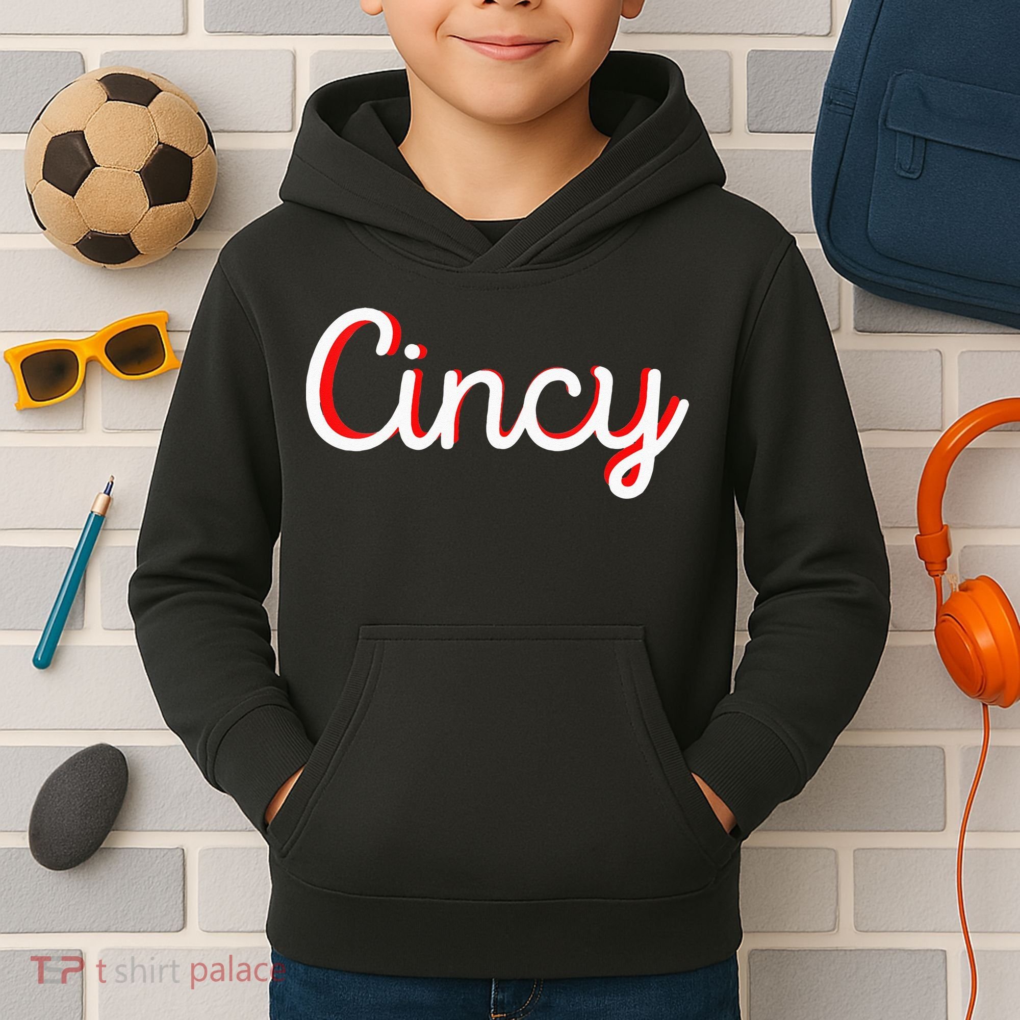 Womens Cincinnati Ohio Classic Red Script Cincy City Vacation Gift Kids Hoodie