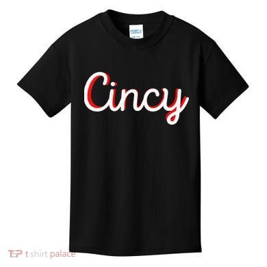 Womens Cincinnati Ohio Classic Red Script Cincy City Vacation Gift Kids T-Shirt