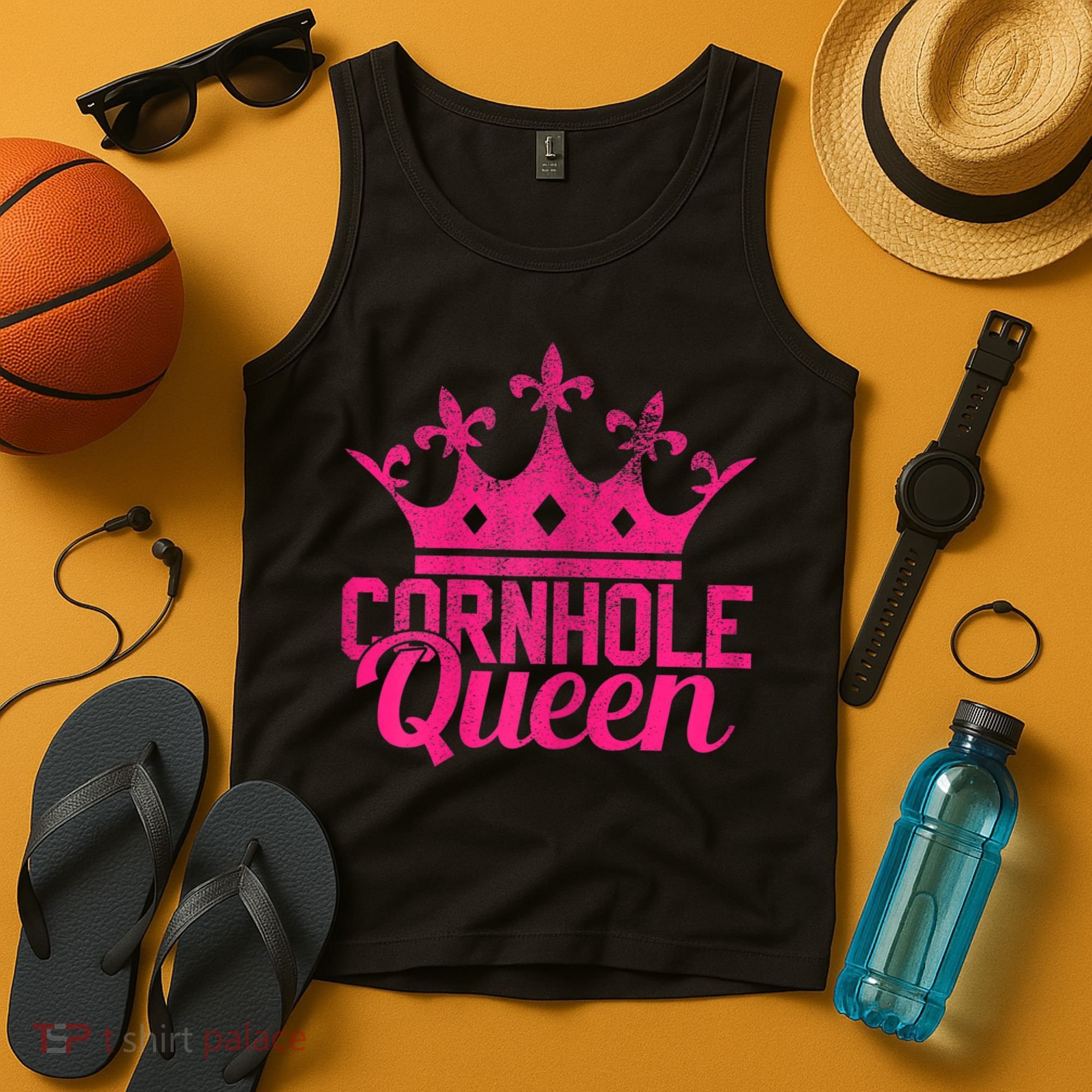 Womens Cornhole Queen Corn Hole Funny Tank Top