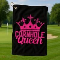 Womens Cornhole Queen Corn Hole Funny Golf Towel thumb 1