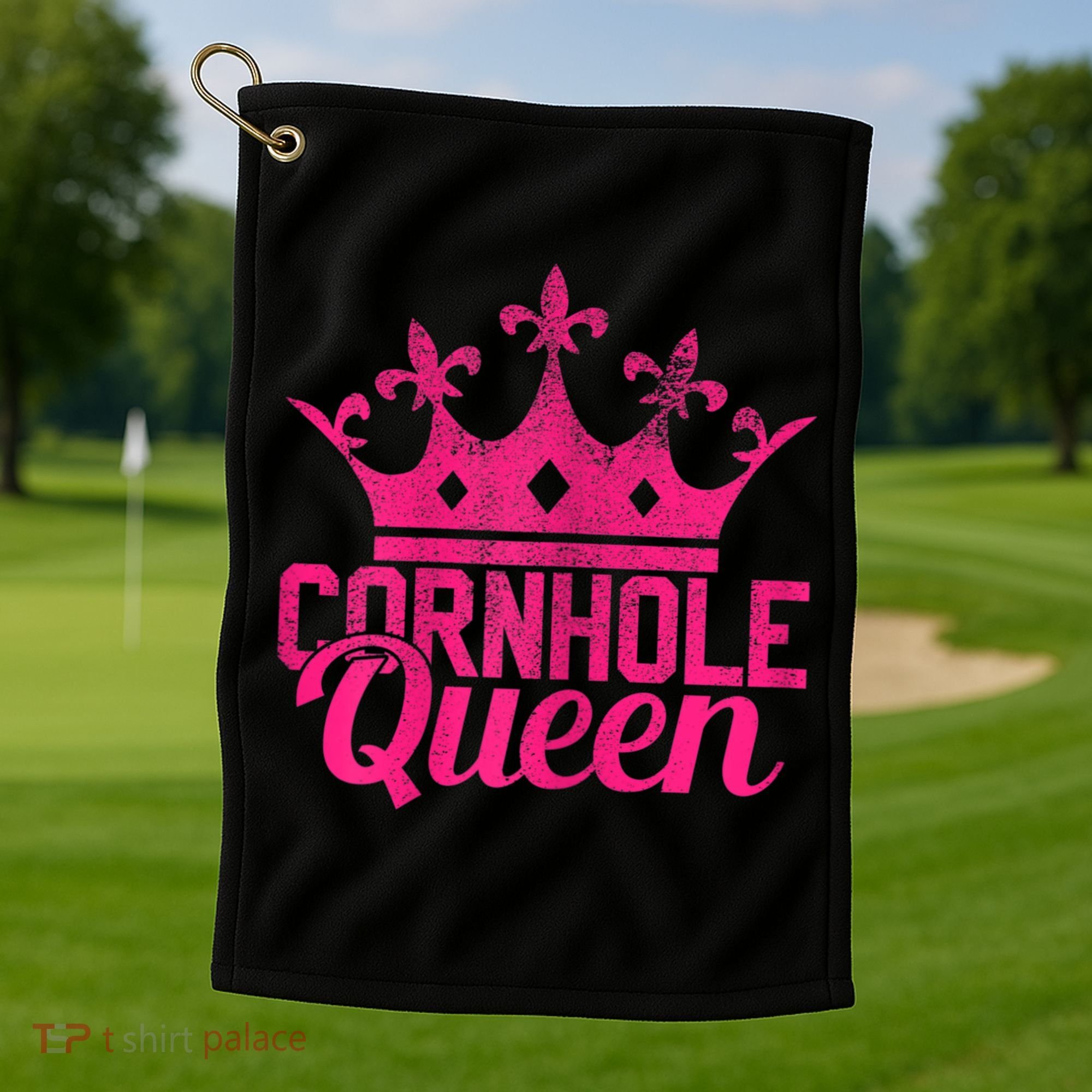 Womens Cornhole Queen Corn Hole Funny Golf Towel