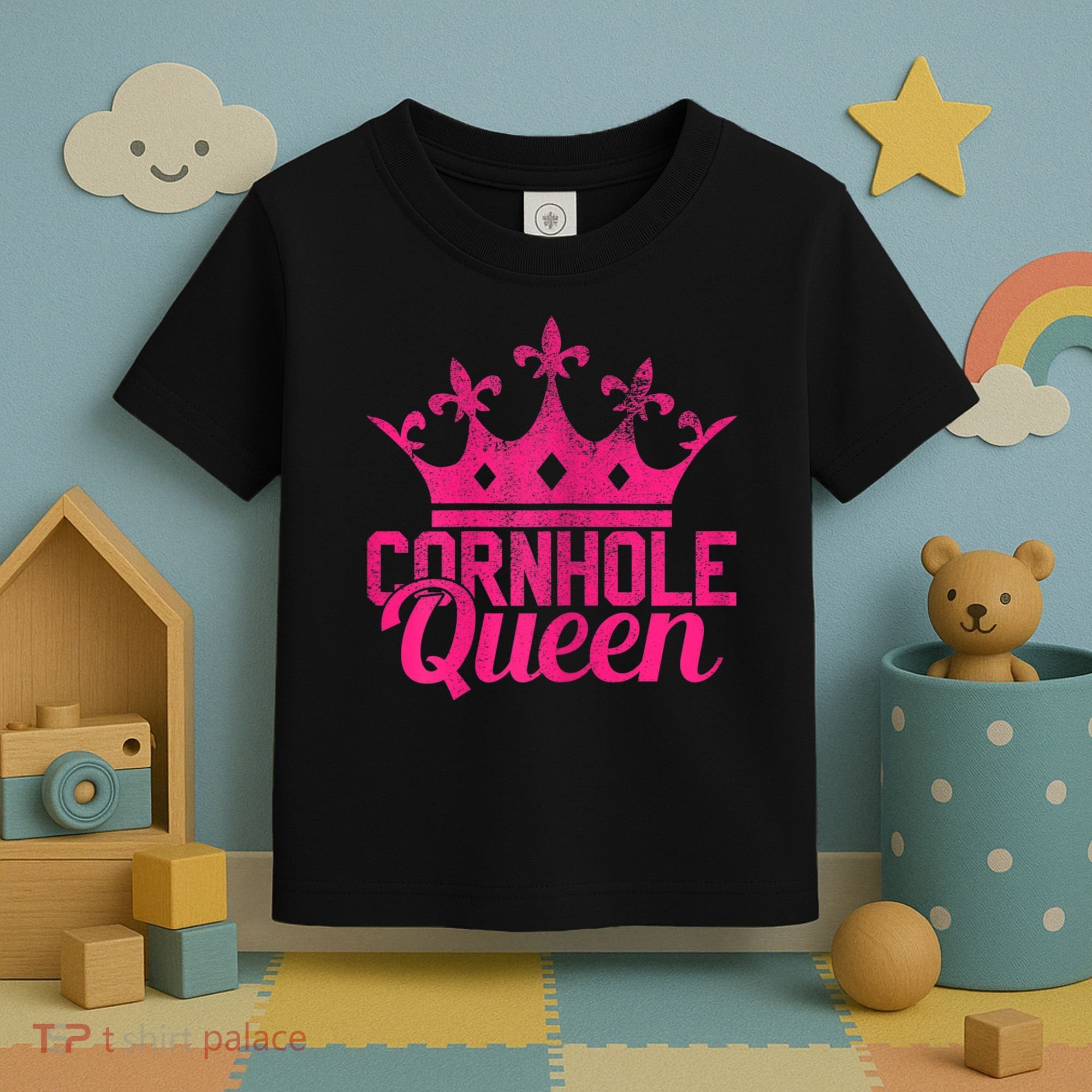 Womens Cornhole Queen Corn Hole Funny Toddler T-Shirt