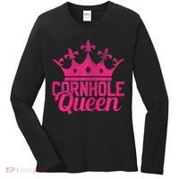 Womens Cornhole Queen Corn Hole Funny Women's Long Sleeve Shirt thumb 0