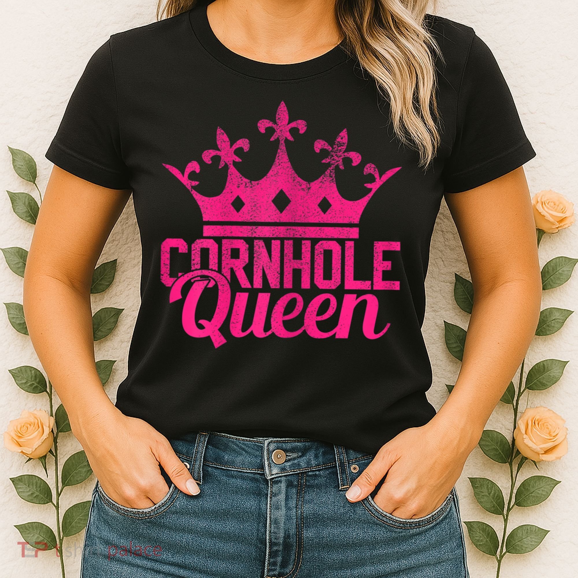 Womens Cornhole Queen Corn Hole Funny Women's T-Shirt