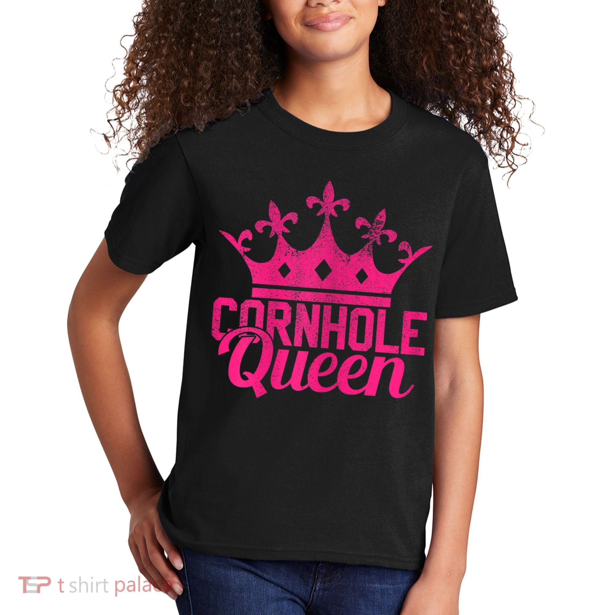 Womens Cornhole Queen Corn Hole Funny Kids T-Shirt